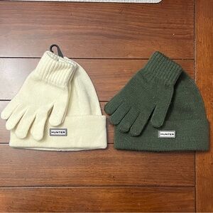 Hunter Kids' Cream and Green Hat and Glove Set
